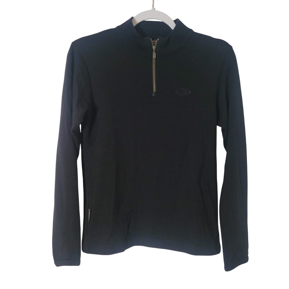 Icebreaker Sport 320 Black 100% Merino Wool Quarter Zip Pullover Womens Small